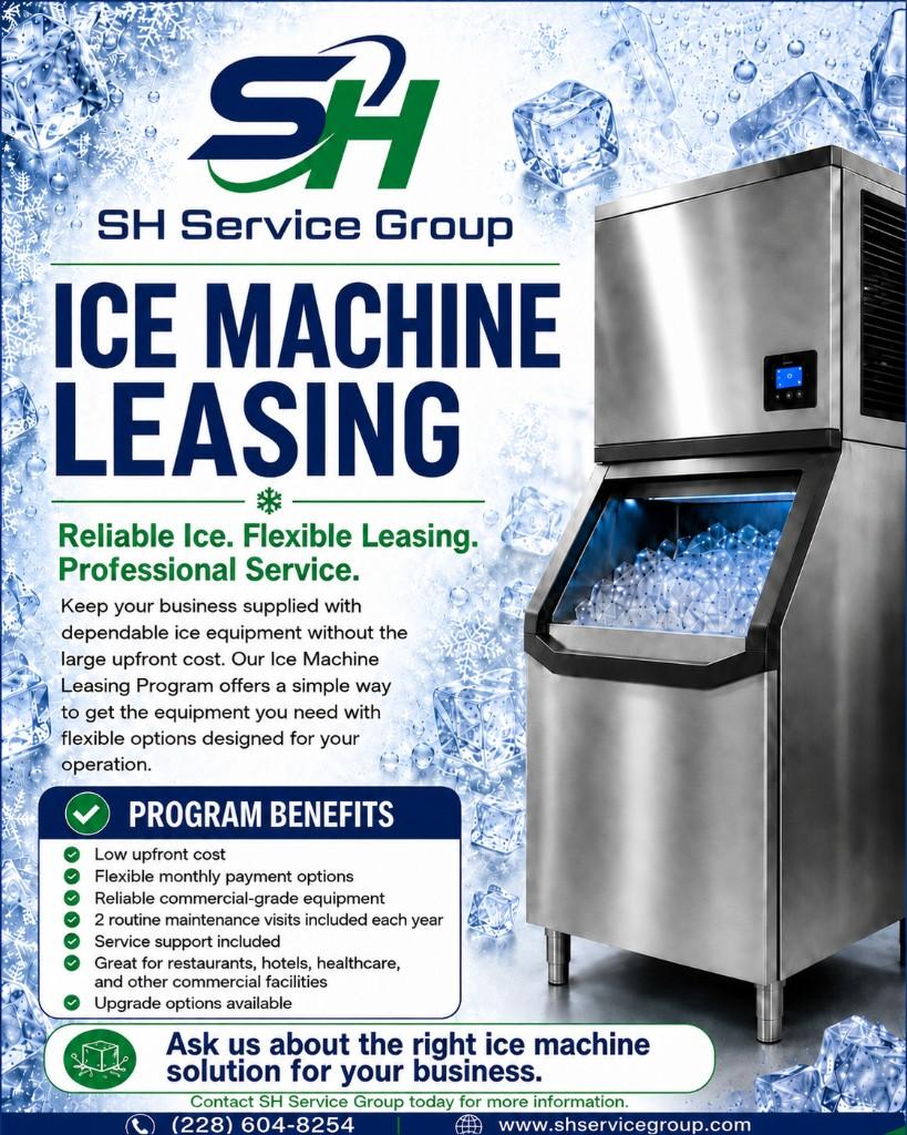Commercial ice machine with ice bin open